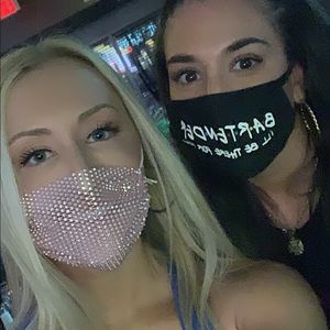 Pink Rhinestone Face Mask